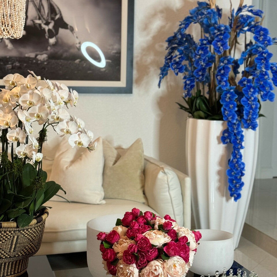 Alocasia Red Prince dans grand pot Ben finition blanc brillant