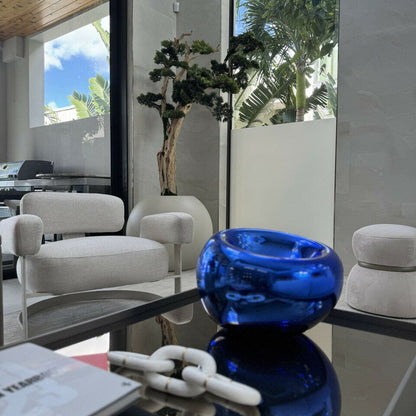 Bonsaï dans globe beige satiné de 76 cm